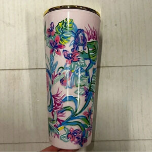 Lilly Pulitzer Pink Double Wall Insulated Tumbler with Lid Travel 24‎ oz